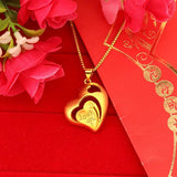 18k Pure Love Heat Pendant for Women Lover Filled Thick Necklace Pendants