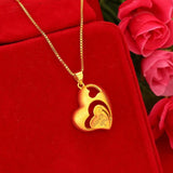 18k Pure Love Heat Pendant for Women Lover Filled Thick Necklace Pendants