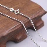 S925 Sterling Silver Necklace 2mmW Beads Chain Link Necklace
