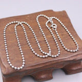 S925 Sterling Silver Necklace 2mmW Beads Chain Link Necklace