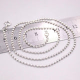 S925 Sterling Silver Necklace 2mmW Beads Chain Link Necklace