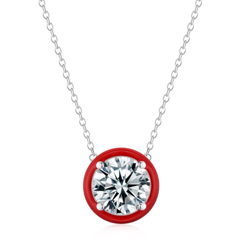 925 Silver Round Sapphire Pendant Necklace for Women
