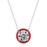 925 Silver Round Sapphire Pendant Necklace for Women