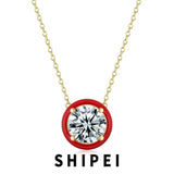 925 Silver Round Sapphire Pendant Necklace for Women