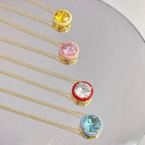 925 Silver Round Sapphire Pendant Necklace for Women
