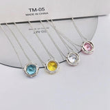 925 Silver Round Sapphire Pendant Necklace for Women