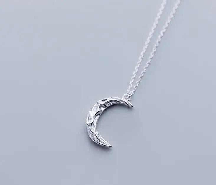 Gothic Women's 925 Silver Moon Pendant Necklace