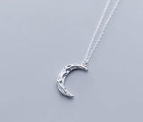 Gothic Women's 925 Silver Moon Pendant Necklace