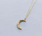 Gothic Women's 925 Silver Moon Pendant Necklace