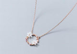 925 Sterling Silver Colored CZ Shell Flower Pendant Necklace