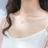 925 Sterling Silver Colored CZ Shell Flower Pendant Necklace