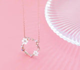 925 Sterling Silver Colored CZ Shell Flower Pendant Necklace