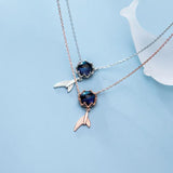 Child's Sterling Silver Crown Gems Mermaid Fish Tail Necklace GTLX1955
