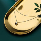 Sterling Silver Double Rows Lucky Ball Pendant Necklace