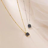 7mm Sterling Silver Square Pendant Chain Necklace C-D8546