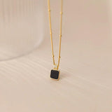 7mm Sterling Silver Square Pendant Chain Necklace C-D8546