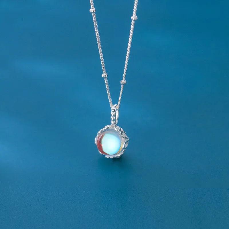 Real 925 Sterling Silver Coloured Glaze Necklace Beads Chain Pendant