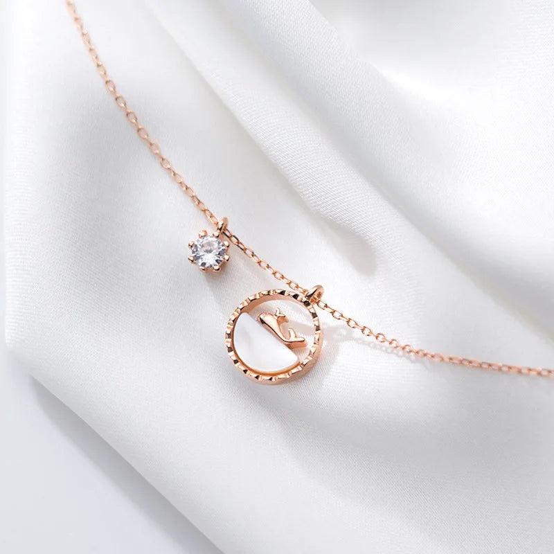 10mm Sterling Silver Dolphin Shell Circle CZ Necklace Pendant