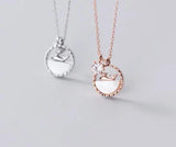 10mm Sterling Silver Dolphin Shell Circle CZ Necklace Pendant