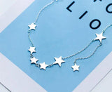 925 Sterling Silver Stars Pendant Choker Necklace