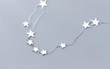 925 Sterling Silver Stars Pendant Choker Necklace