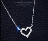 925-Sterling-Silver Hip Hop Mini CZ Open Heart Love Necklace Pendant