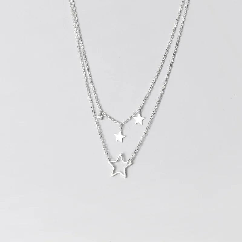 925 Silver Star CZ Pendant Necklace C-D7655