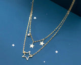 925 Silver Star CZ Pendant Necklace C-D7655