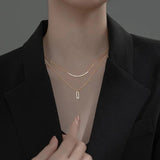 925 Sterling Silver Double Rows Lucky Bar & Oval cz set Necklace Pendant