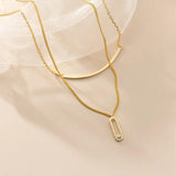 925 Sterling Silver Double Rows Lucky Bar & Oval cz set Necklace Pendant