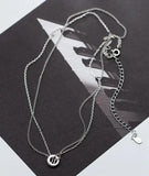 925 Silver Double Row Zirconia Lucky Circle Pendant Necklace