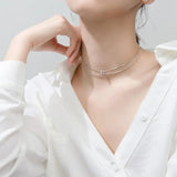 925 Silver Double Row Zirconia Lucky Circle Pendant Necklace