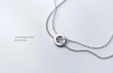 925 Silver Double Row Zirconia Lucky Circle Pendant Necklace
