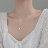 Sterling Silver Heart Pendant Choker Necklace