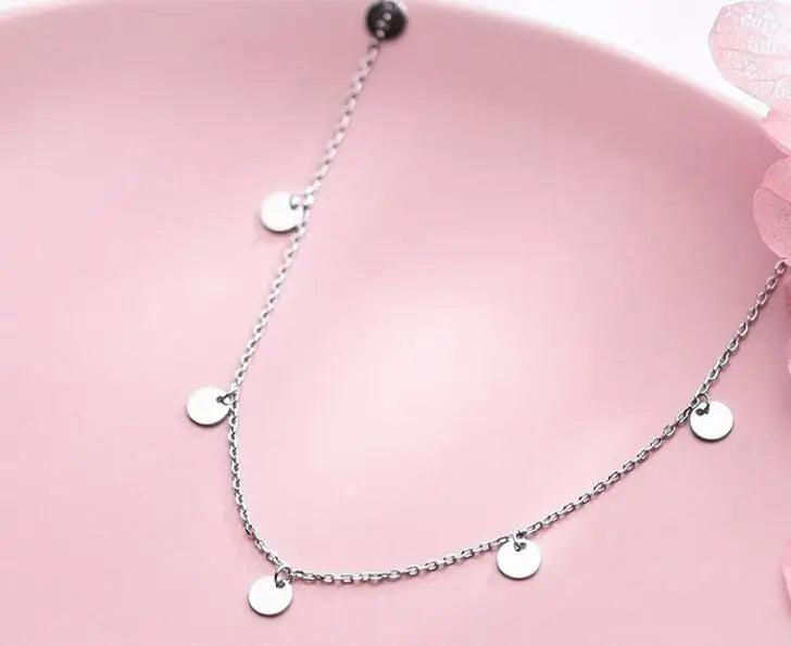 925 Silver Coin Pendant Necklace Tassel C-D4284