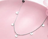 925 Silver Coin Pendant Necklace Tassel C-D4284