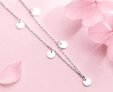 925 Silver Coin Pendant Necklace Tassel C-D4284