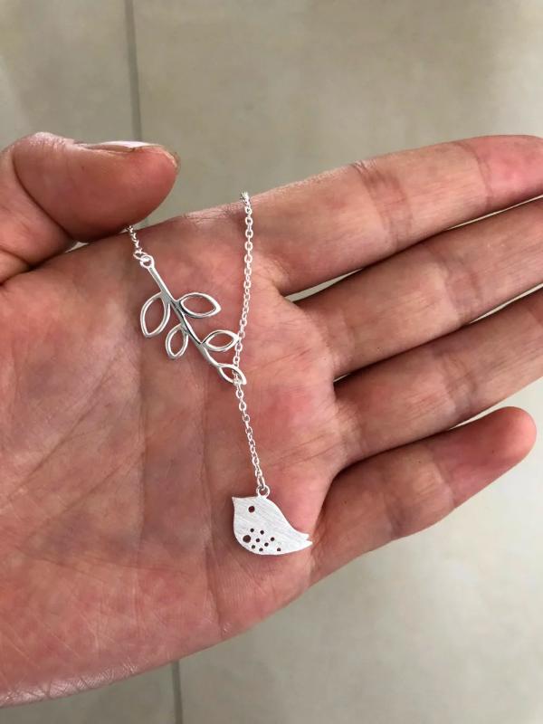 925 Sterling Silver Bird Lariat Necklace GTLX584