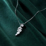 Sterling Silver 925 Branch Leaf Wings Pendant Necklace