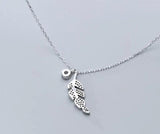 Sterling Silver 925 Branch Leaf Wings Pendant Necklace