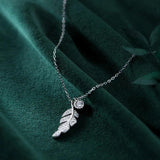 Sterling Silver 925 Branch Leaf Wings Pendant Necklace