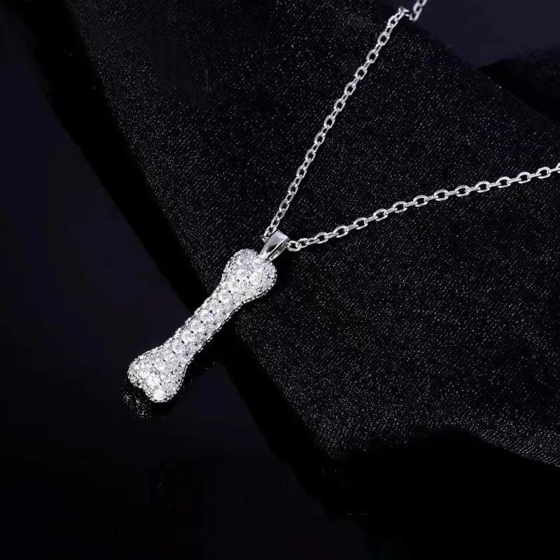 Sterling Silver Dog Bone Pendant Necklace for Women in Europe and America