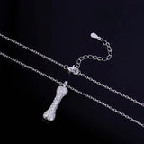 Sterling Silver Dog Bone Pendant Necklace for Women in Europe and America