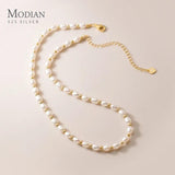 925 Sterling Silver Pearl Charm Necklace Short Chain Jewelry Wedding