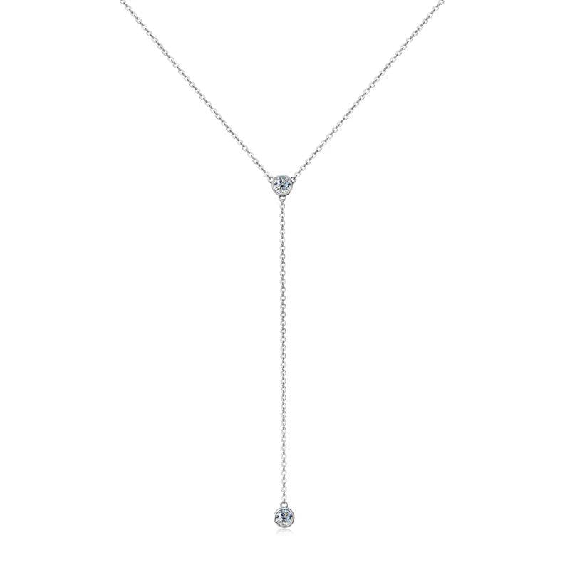 Moissanite Diamond Necklace Tassel Pendant 925 Sterling Silver