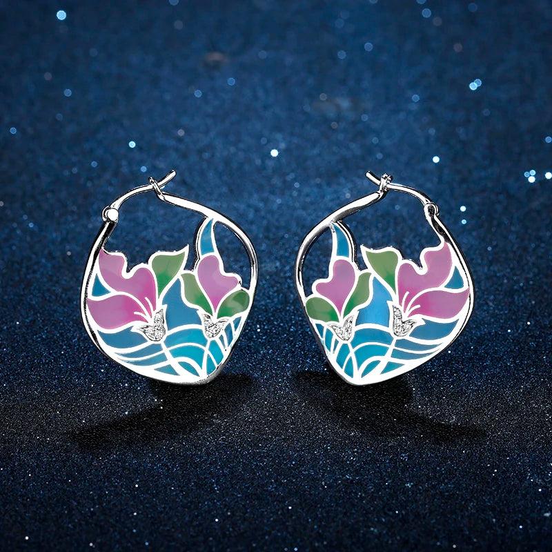 Flowers Pendant Necklace 925 Sterling Silver DIY Enamel Chain