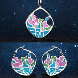 Flowers Pendant Necklace 925 Sterling Silver DIY Enamel Chain