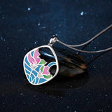 Flowers Pendant Necklace 925 Sterling Silver DIY Enamel Chain