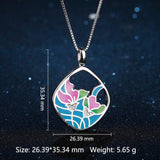 Flowers Pendant Necklace 925 Sterling Silver DIY Enamel Chain