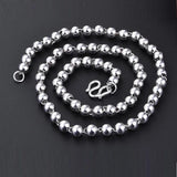 925 Silver Round Beads Sweater Chain Necklace